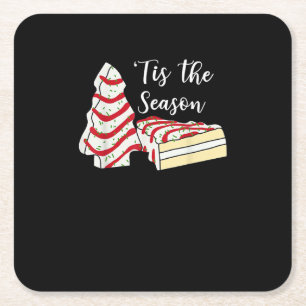 Tis Season Christmas Tree Costume Funny Graphic Square Paper Coaster