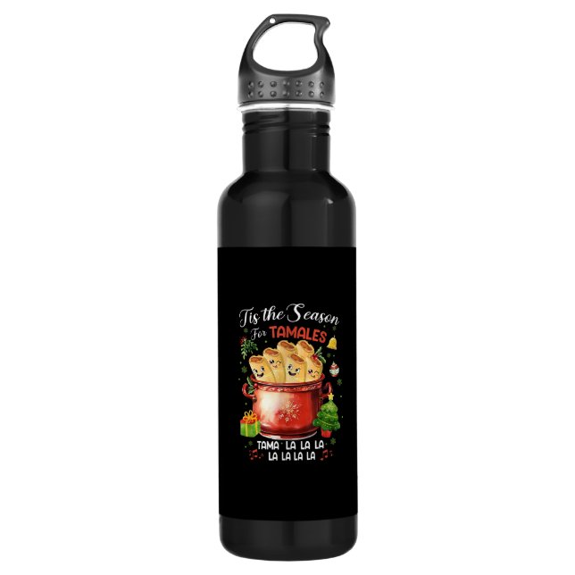 Tis Season For Tamales Christmas Mexican Food Outf 710 Ml Water Bottle (Front)