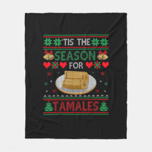 Tis Season For Tamales Funny Christmas Food Fleece Blanket