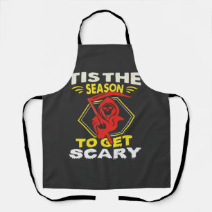 Tis Season Get Scary Grim Reaper Halloween Apron