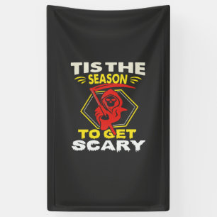 Tis Season Get Scary Grim Reaper Halloween Banner