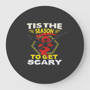 Tis Season Get Scary Grim Reaper Halloween Large Clock