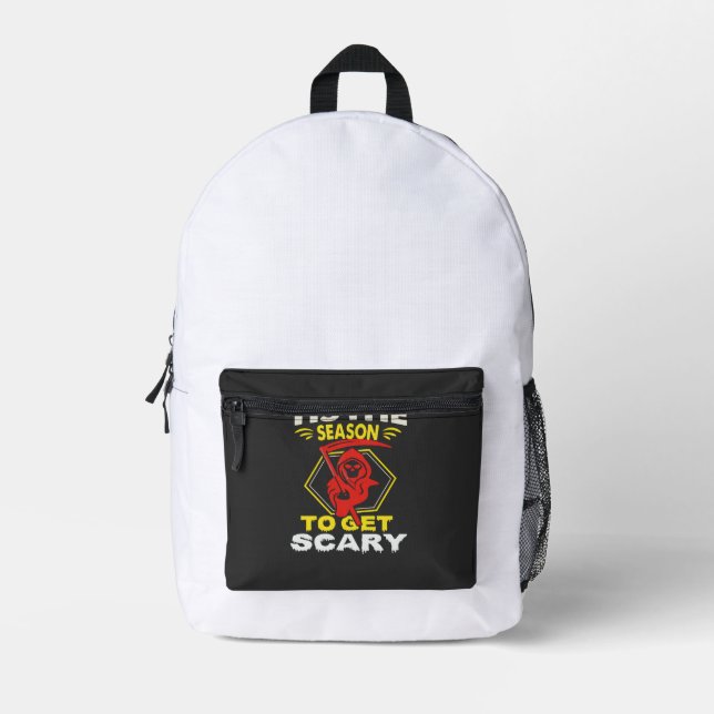 Tis Season Get Scary Grim Reaper Halloween Printed Backpack (Front)