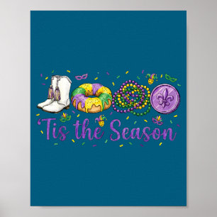 Tis Season Mardi Gras Beads Illustration Poster
