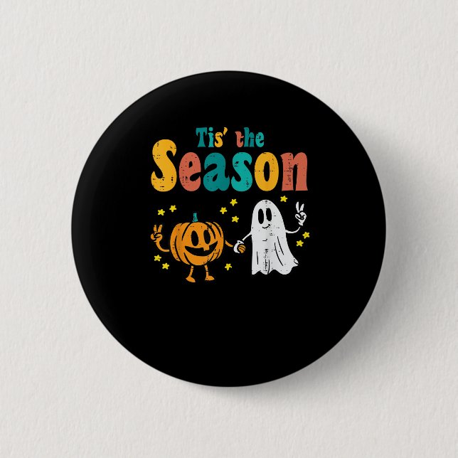 Tis Season Pumpkin Leaf Latte Fall Softball 6 Cm Round Badge (Front)