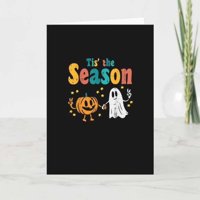 Tis Season Pumpkin Leaf Latte Fall Softball Card (Front)