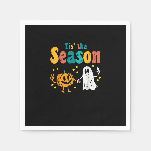 Tis Season Pumpkin Leaf Latte Fall Softball Napkin (Front)