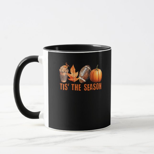 Tis Season Pumpkin Leaf Latte Fall Thanksgiving Fo Mug (Left)