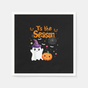 Tis Season Pumpkin Retro Groovy Vintage Halloween Napkin