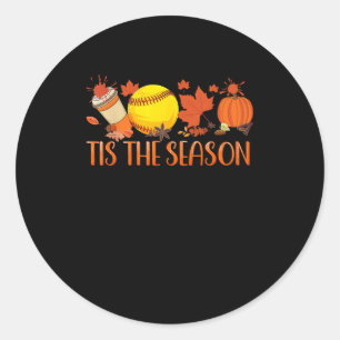 Tis Season Pumpkin Spice Latte Halloween Fall Coff Classic Round Sticker