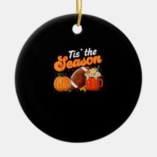 Tis Season Pumpkin Spice Latte Halloween Fall Foot Ceramic Tree Decoration