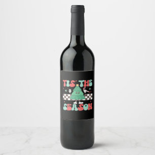 Tis Season Retro Womans Holiday Wine Label