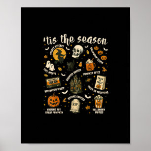 Tis Season Santa Hat Retro Vintage Poster