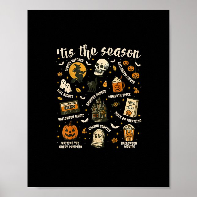 Tis Season Santa Hat Retro Vintage  Poster (Front)