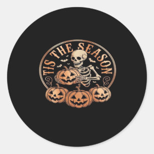 Tis Season Snowmobile Red Plaid Classic Round Sticker