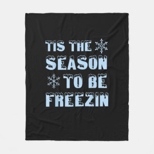 Tis Season To Freezing Holiday Christmas Retro Sty Fleece Blanket