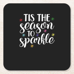 Tis Season To Sparkle Aesthetic Classic Square Paper Coaster