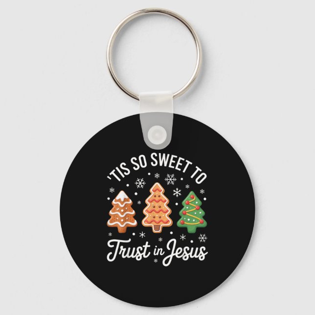Tis So Sweet To Trust In Jesus - Festive Christian Key Ring (Front)