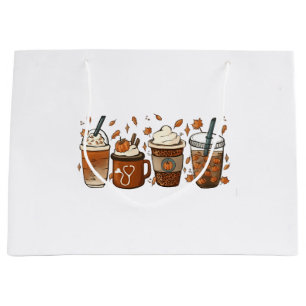 Tis the Latte Season Pumpkin Spice Coffee Autumn Large Gift Bag