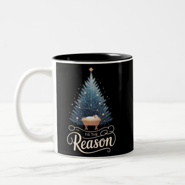 Tis The Reason Christian Religious Christmas Bible Two-Tone Coffee Mug (Left)