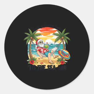 Tis The Sea-sun Christmas In July Hawaii Santa Bea Classic Round Sticker