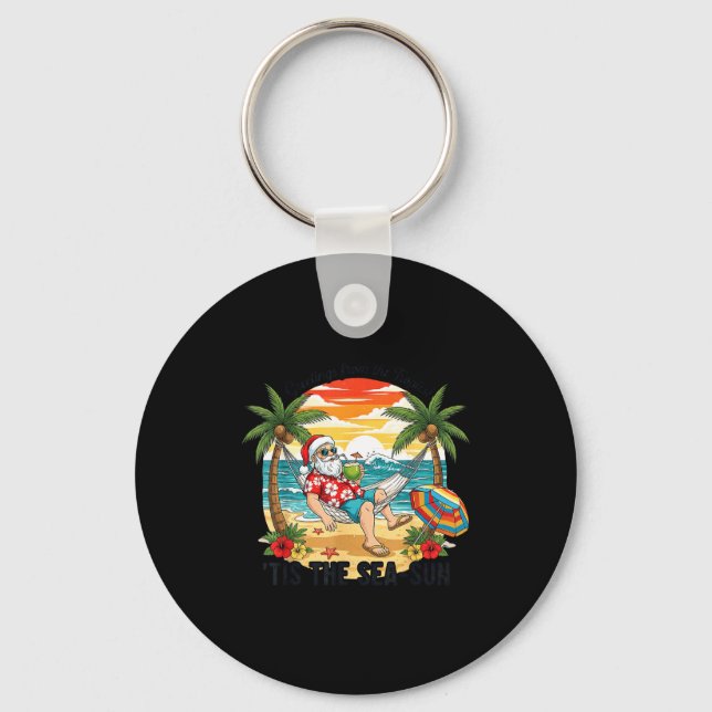 Tis The Sea-sun Christmas In July Hawaii Santa Bea Key Ring (Front)