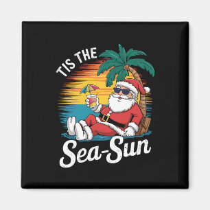 Tis The Sea Sun Santa Beach Christmas In Juy Magnet