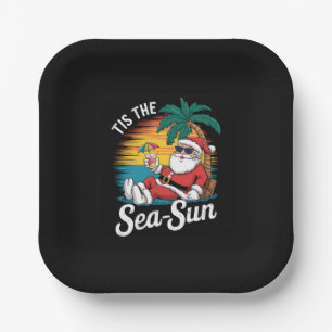 Tis The Sea Sun Santa Beach Christmas In Juy  Paper Plate