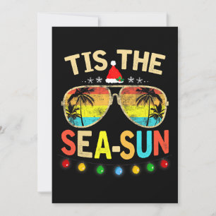 Tis The Sea Sun Santa Beach Summer Christmas In Ju Invitation