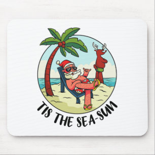 Tis The Sea-sun Santa Claus Beach Summer Christmas Mouse Pad