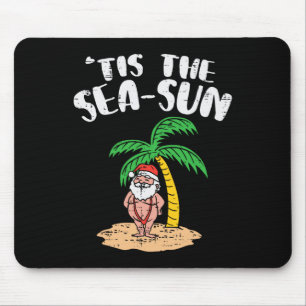 Tis The Sea Sun Santa Palm Tree Beach Christmas In Mouse Pad
