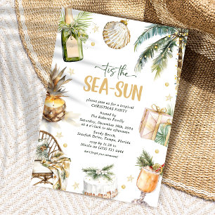 'Tis the Sea-Sun Tropical Beach Christmas Party Invitation