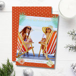 'Tis The Sea-sun Tropical Beach Summer Christmas<br><div class="desc">'Tis The Sea-sun Tropical Beach Summer Christmas Cards Foil Holiday Cards features your favourite photo surrounded by a fun beach themed frame of flip flops, palm leaves and flowers with a slightly retro vintage vibe with real foil accents. Personalise the fun modern hand lettered script typography by editing the text...</div>