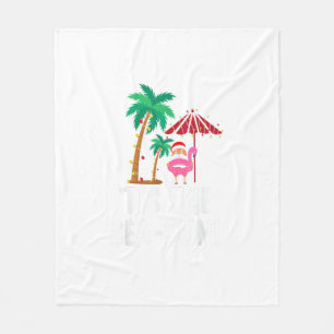 Tis The Sea-Sun Tropical Christmas Season Santa Fl Fleece Blanket