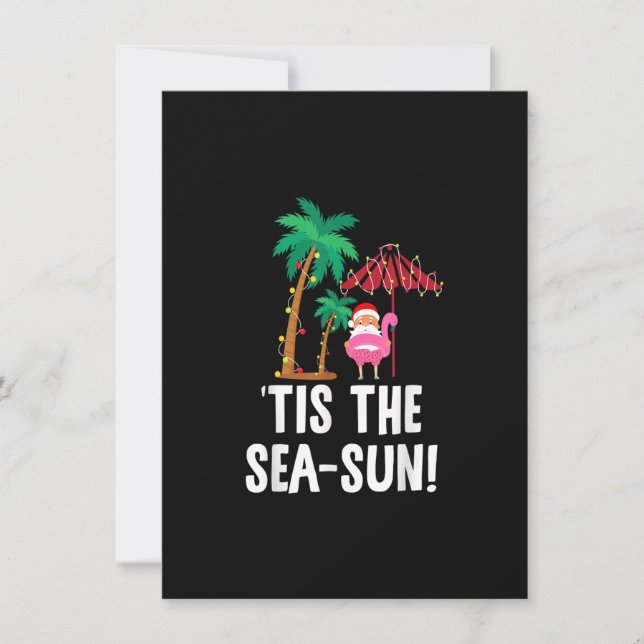 Tis the Sea-Sun Tropical Christmas Season Santa Fl Invitation (Front)
