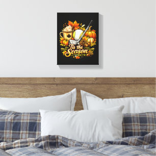 Tis The Season Autumn Golf Pumpkin Spice Coffee Canvas Print