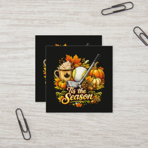 Tis The Season Autumn Golf Pumpkin Spice Coffee Square Business Card