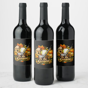 Tis The Season Autumn Golf Pumpkin Spice Coffee Wine Label