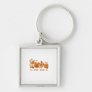 Tis The Season Autumn Halloween Pumpkin Fall Drink Key Ring