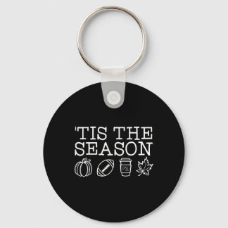Tis the Season Autumn Pumpkins Cute Fall Leaves Me Key Ring