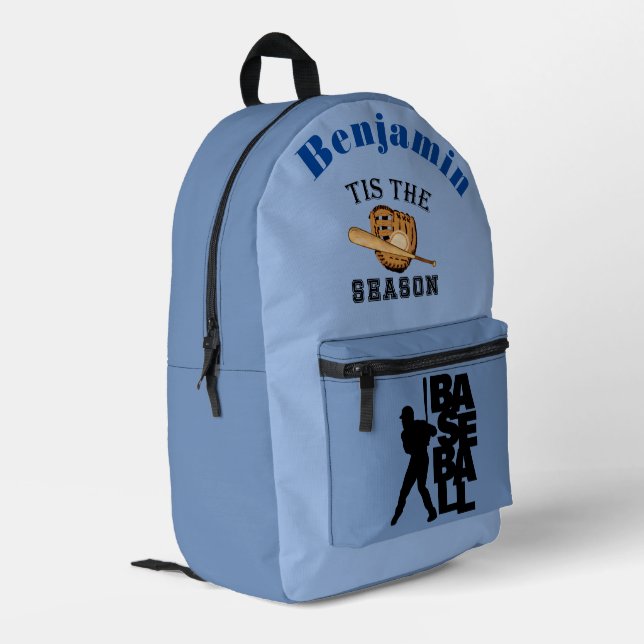 Tis' The Season - Baseball Player Silhouette  Printed Backpack (Back Corner Left)