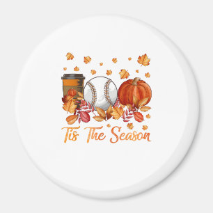 Tis The Season Baseball Pumpkin Autumn Fall Thanks Magnet