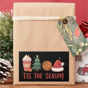 Tis The Season Basketball Lover Christmas Gift Rectangular Sticker