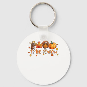 Tis The Season Basset Hound Dog Fall Thanksgiving Key Ring