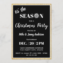 Tis' the Season | Black & White Christmas Party Invitation