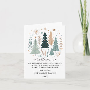 Tis the Season Boho Botanical Christmas Trees Holiday Card