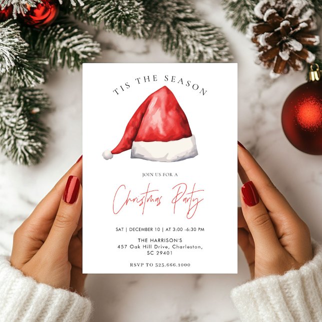 Tis the Season Bow with Santa Holiday Invitation (Creator Uploaded)