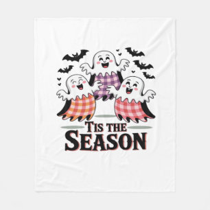 Tis The Season Checkered Halloween Fleece Blanket