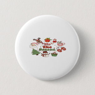 Tis The Season Christmas Acrylic Block 6 Cm Round Badge