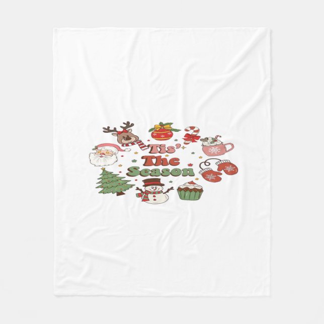 Tis The Season Christmas Acrylic Block Fleece Blanket (Front)